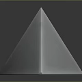 Illuminated White Pyramid Decor With Purple Edge Light And Reflective Base On Black Background