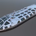 Sleek Modern Wooden Boat With Nautical Design Large Windows And Streamlined Structure 3d model