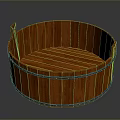Traditional Round Wooden Barrel Container for Storing Homemade Food Items