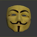 Yellow Guy Fawkes Mask With Black Eyebrows Mustache And White Eye Holes