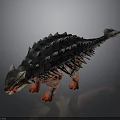 Detailed Ankylosaurus Dinosaur 3D Model With Spiked Back And Red Limbs