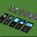 Various Shaped And Designed Remote Controls With Buttons Screens Showing Numbers Icons On Green Background