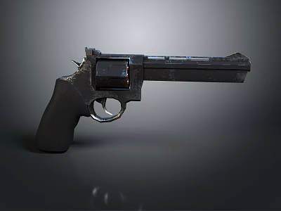 Black Revolver With Detailed Metal Barrel And Handle On Dark Background 3d model
