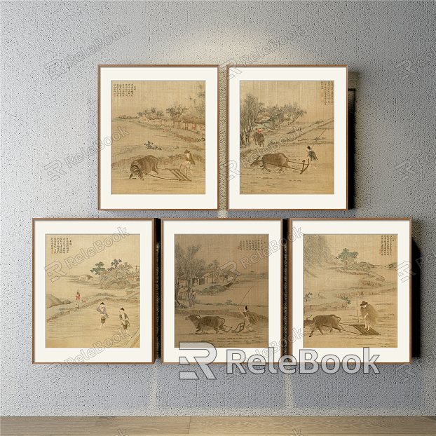 New Chinese Landscape Painting Brown Living Room Water Landscape Decoration Painting model