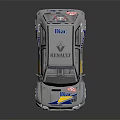 Silver Rally Racing Car with Liqui Moly Logo Blue Yellow Stripes Number 14