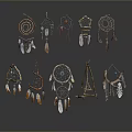 Varied Traditional Dreamcatchers With Different Designs Feather Bead And Web Ornaments