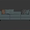 Modern Light Blue Sectional Sofa With Leopard Print And Solid Cushions