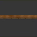 Brown Wooden Hook Rack With Multiple Black Hooks And Long Sturdy Design