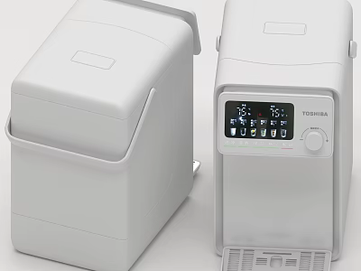 Two Modern TOSHIBA White Kitchen Appliances With Digital Display And Temperature Control 3d model