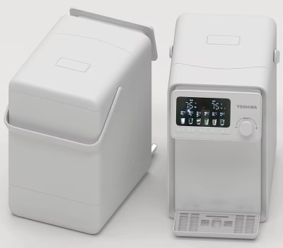 Two Modern TOSHIBA White Kitchen Appliances With Digital Display And Temperature Control 3d model