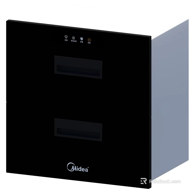 Midea Black Double Drawer Kitchen Appliance Perfect For Modern Kitchen Areas 3d model 