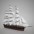 Tall Sailing Ship With Multiple Masts White Sails Dark Hull And Rigging