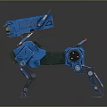 Blue Robotic Dog Character With Metallic Structure Standing Pose Reflective Material Mechanical Design 3d model