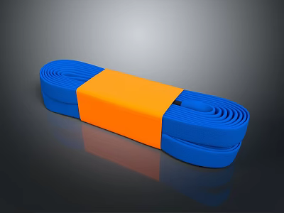 Blue Rolled Utility Strap With Orange Center For Household Securing Needs 3d model