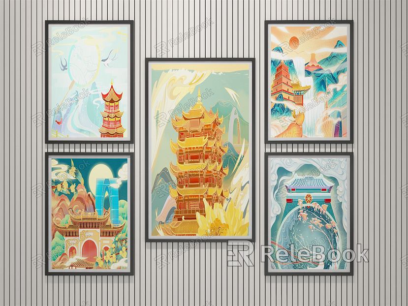 New Chinese Style Architectural Painting National Tide Decorative Painting model