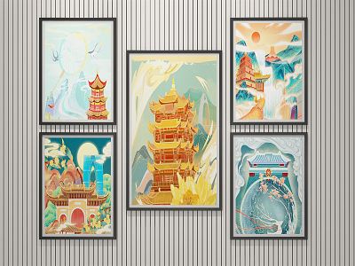 New Chinese Style Architectural Painting National Tide Decorative Painting model