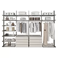 Modern Open Closet Design With Shelves Drawers Hanging Clothes Storage Boxes And Shoes