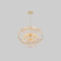 Elegant Modern Petal Shaped Chandelier With Gold Metal Rings And Multiple Layers