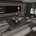 Living room sofa coffee table combination multi-person corner sofa coffee table leisure chair side table corner table 3d model