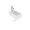 White Square Modern Washbasin With Sleek Chrome Faucet For Bathroom Use