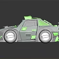 Green Sporty Modified Car With Neon Accents Spoiler And White Wheels