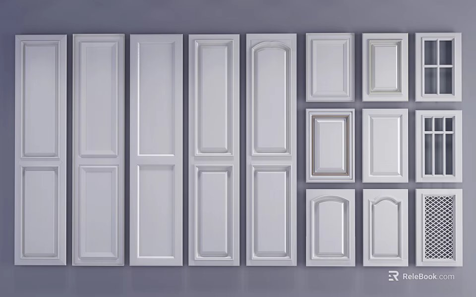 Various White Door Panels With Different Designs And Patterns For Home Use 3d model 