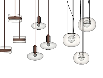 Modern chandelier glass metal small chandelier combination 3d model