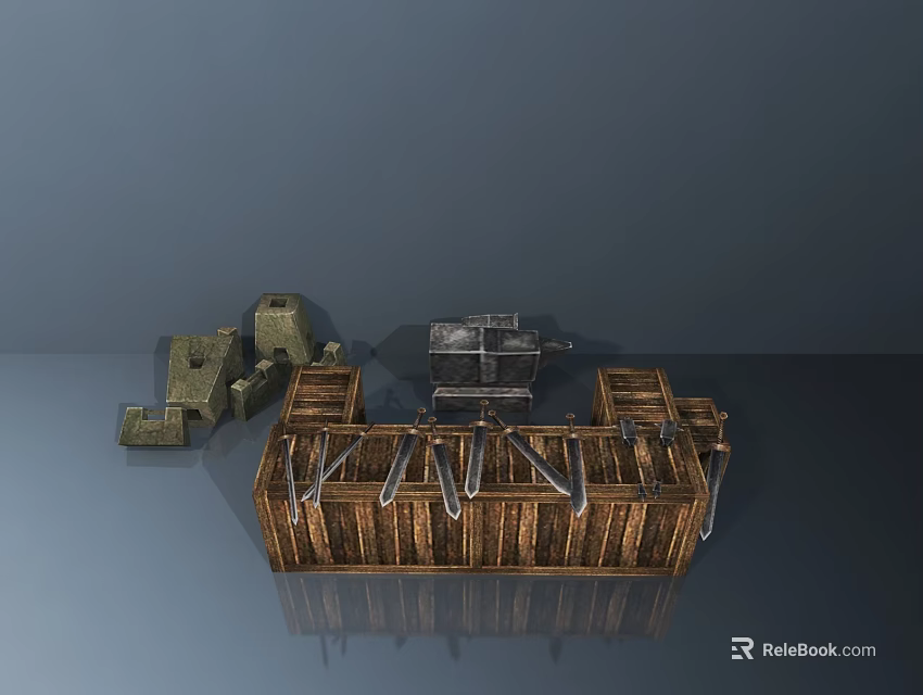 Ancient Weapon Structure With Wooden Frame And Metal Mechanical Components 3d model 