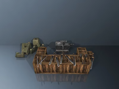 Ancient Weapon Structure With Wooden Frame And Metal Mechanical Components 3d model