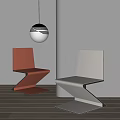 Modern Z Shaped Design Brown And White Minimalist Stylish Dining Chairs
