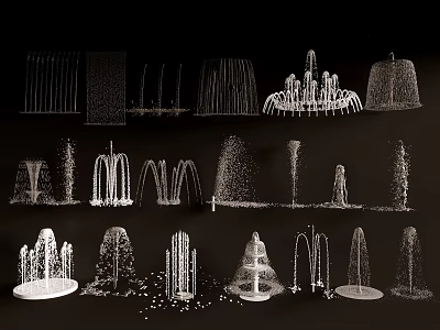 Various Decorative Water Fountain Designs With Different Shapes And Styles 3d model