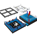 Premium Sports Equipment Boxing Ring Martial Arts Platform With Yin Yang Symbol And Punching Bag