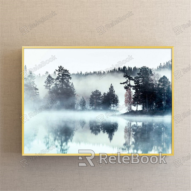 Modern Landscape Painting Simple Blue Bedroom Landscape Decorative Painting model