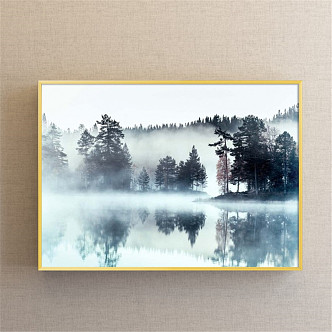 Modern Landscape Painting Simple Blue Bedroom Landscape Decorative Painting 3d model