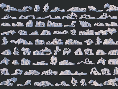 Various Natural Stone And Wood Decorative Elements For Interior Design Projects 3d model