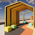 Orange Container Commercial Complex With Modern Outdoor Shops And Urban Design 3d model