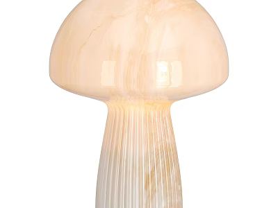 Modern Mushroom Shaped Table Lamp With Cream Colored Glass Shade And Ribbed Base 3d model