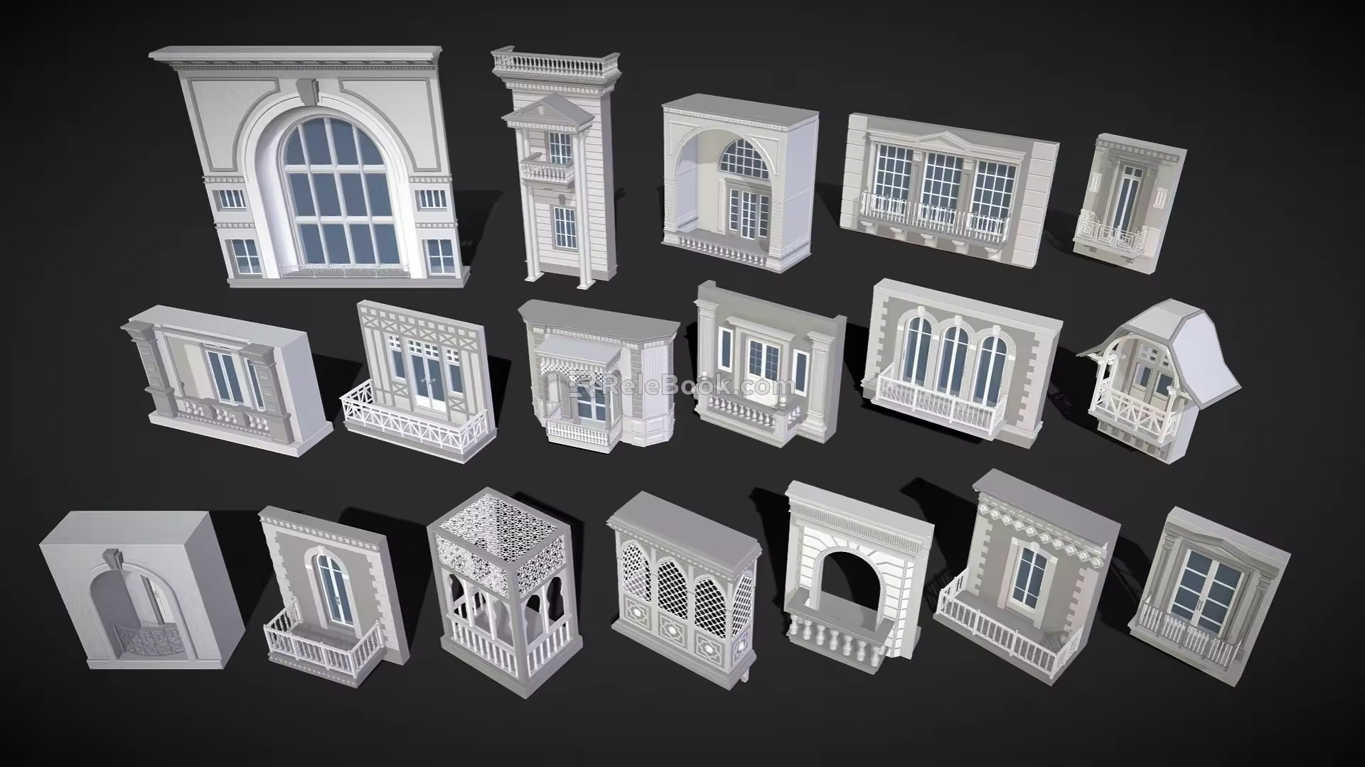 Simple European Building Component Window Combination 3d model