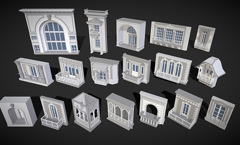 Simple European Building Component Window Combination 3d model