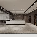 Modern Leisure Club Front Desk Reception With White Marble Counter Sofa And Wine Cabinets