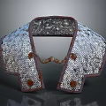 Ancient Silver Scale Armor Weapon For Neck Protection With Brown Riveted Edges