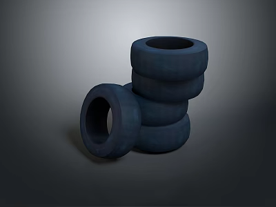 Multiple Stacked Black Rubber Tires for Automotive Vehicle Use and Storage 3d model