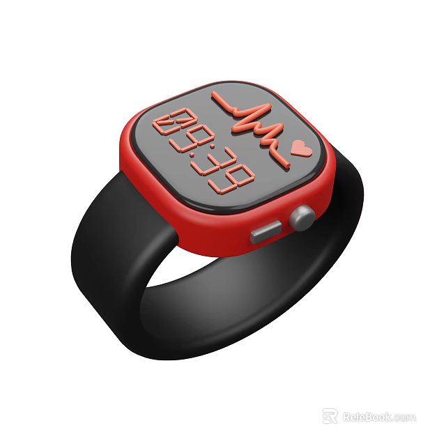 Smart Fitness Ring With Heart Rate Monitor ECG And Time 3d model 