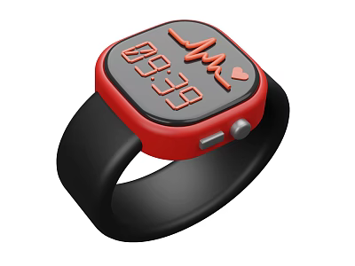 Smart Fitness Ring With Heart Rate Monitor ECG And Time 3d model