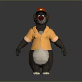 Cartoon Bear Character In Red Hat And Orange Shirt With Red Nose Standing Pose