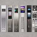 Modern Elevator Control Panels With Different Designs Buttons Displays And Floor Numbers 3d model