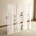 White Sheer Curtains in Modern Living Room with Indoor Plants and Scenic Window View