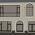 Modern Floor to Ceiling Windows With Rectangular Arched Shapes Glass Panels White Frames 3d model