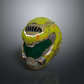 Green Military Weapon Helmet With Protective Visor And Tactical Combat Design