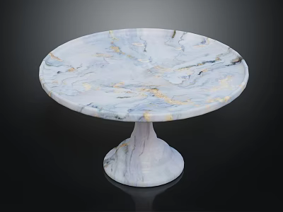 Modern Marble Round Pedestal Furniture Table With Smooth Surface And Decorative Design 3d model